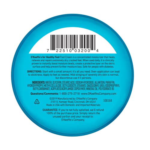 O'Keeffe's Healthy Feet Foot Cream, 3.2 Ounce Jar (Pack of 1)