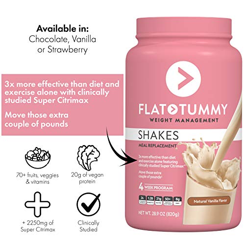 Flat Tummy Meal Replacement Shake – Vanilla, 20 Servings - Plant Based Protein Powder for Women - Vegan, Gluten Free, Dairy Free – Vitamins and Minerals – Keto-Friendly Shakes for Weight Management