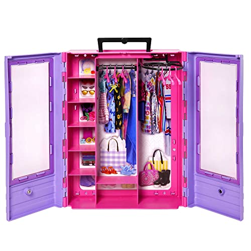 Barbie Fashionistas Doll and Playset, Ultimate Closet with Barbie Clothes (3 Outfits) and Fashion Accessories Including 6 Hangers