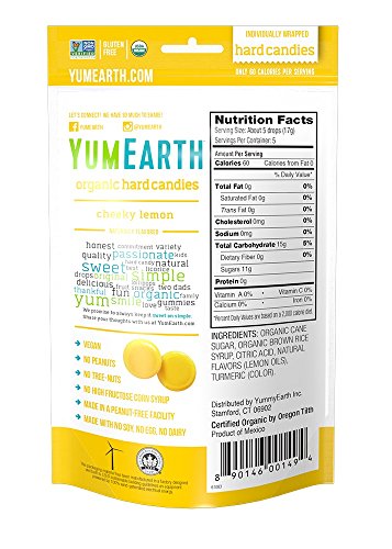 YumEarth Organic Cheeky Lemon Hard Candy, 3.3 Ounce (Pack of 6)
