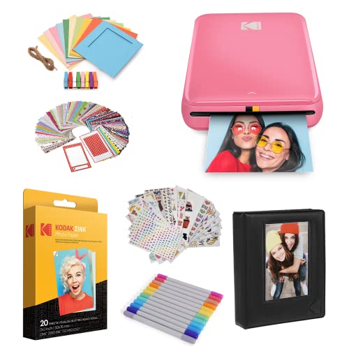 Kodak Step Instant Color Photo Printer with Bluetooth/NFC, ZINK Technology and Kodak App for iOS and Android (Pink) Starter Bundle
