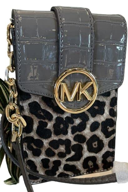 Michael Kors Carmen Small Logo Smartphone Crossbody Bag (Heather Gray Multi)