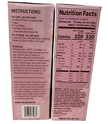 Trader Joe's Chocolate Mochi Cake Mix with Peanut Butter Frosting Mix Gluten Free (Pack of 2)