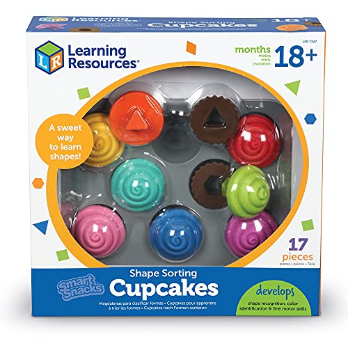 Learning Resources Smart Snacks Shape Sorting Cupcakes,17 Pieces, Ages 18 Months+, Fine Motor, Color and Shape Recognition