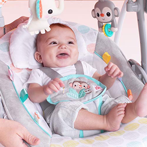 Bright Starts Whimsical Wild Portable Compact Automatic Deluxe Baby Swing with Music and Taggies, Newborn and up