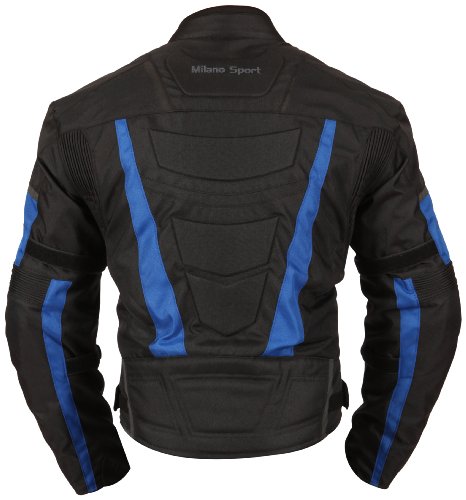 Milano Sport MJGAM0384LA Gamma Motorcycle Jacket with Blue Accent (Black, Large)