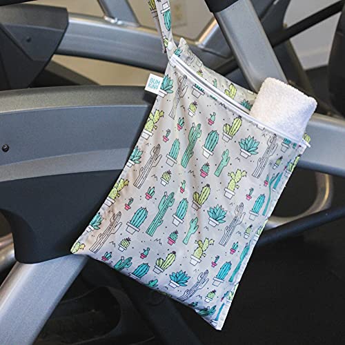 Bumkins Waterproof Wet Bag, Washable, Reusable for Travel, Beach, Pool, Stroller, Diapers, Dirty Gym Clothes, Wet Swimsuits, Toiletries, 12x14, Cactus