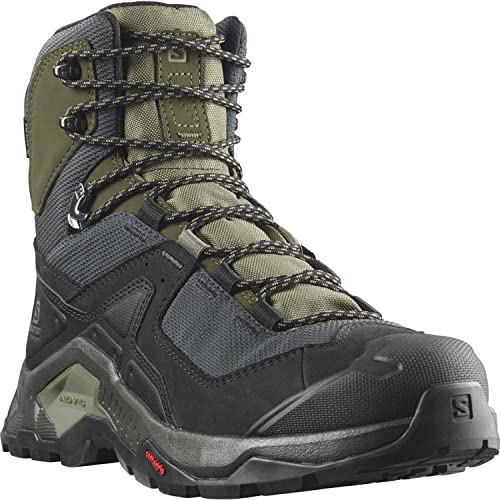 Salomon Quest Element Gore-TEX Hiking Boots for Men, Black/Deep Lichen Green/Olive Night, 9.5