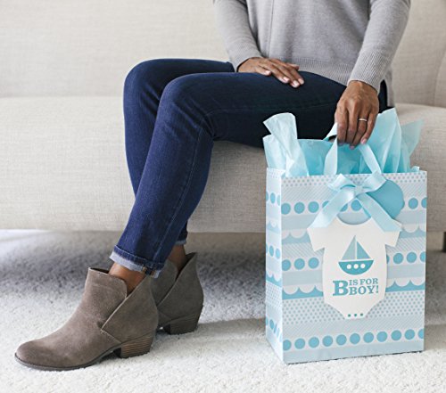 Hallmark Large Baby Shower Gift Bag with Tissue Paper (B is for Boy)