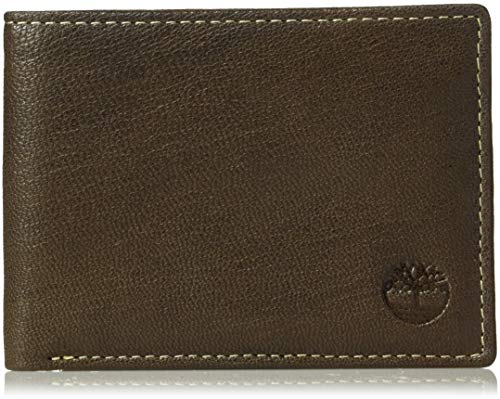 Timberland mens Genuine Leather Rfid Blocking Passcase Security Wallet Billfold, Dark Brown, One Size US