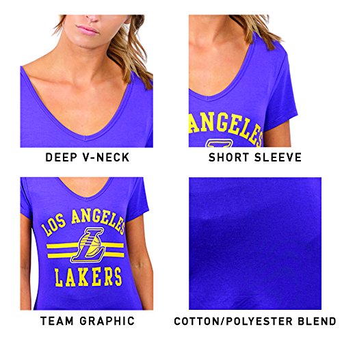 Ultra Game NBA Los Angeles Clippers Womens Box Out Varsity Stripe Tee Shirt, Team Color, Small