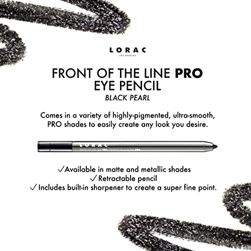 LORAC Front Line PRO Waterproof Eyeliner Pencil, Pearl Black| Long Lasting| Makeup Pencil Sharpener | High-Precision