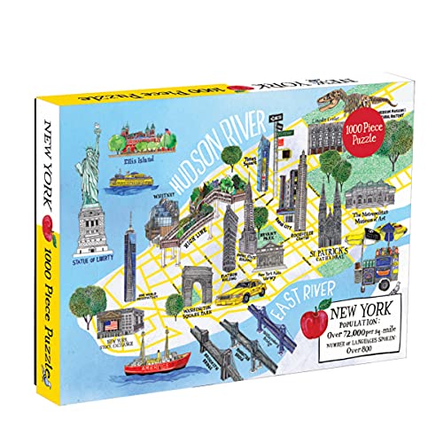 Galison 1000 Piece New York City Map Jigsaw Puzzle for Adults and Families, NYC Puzzle Features Sights from Around New York City