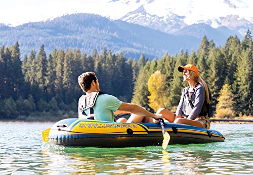 Intex Challenger 2, 2-Person Inflatable Boat Set with French Oars and High Output Air-Pump (Latest Model)