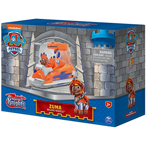 Paw Patrol, Rescue Knights Zuma Transforming Toy Car with Collectible Action Figure, Kids Toys for Ages 3 and up