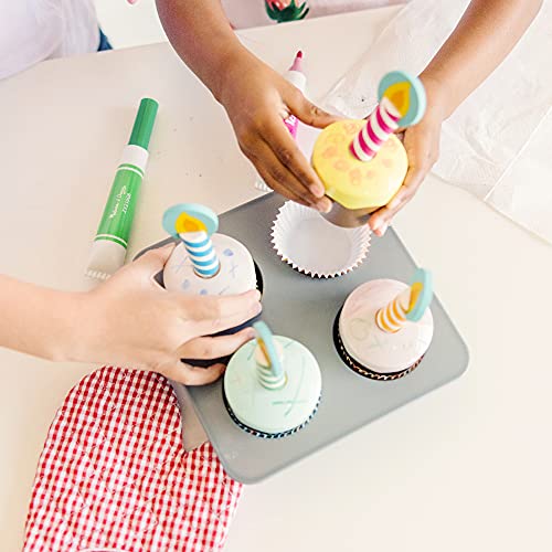 Melissa and Doug Bake and Decorate Wooden Cupcake Play Food Set