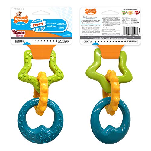 Nylabone Puppy Starter Kit with Chew Toys - Puppy Toys and Chew Treat Bundle - Puppy Supplies - Chicken and Bacon Flavors, Small/Regular (6 Count)