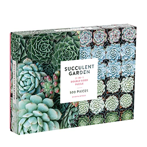 Galison Succulent Garden 500 Piece Double Sided Jigsaw Puzzle for Adults and Families, Fun Family Puzzle with Plants and Succulent Theme, Multicolor