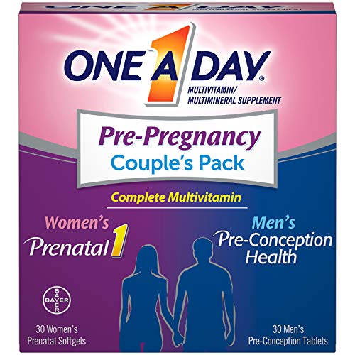 One A Day Men's and Women's Pre-Pregnancy Multivitamin including Vitamins A, Vitamin C, Vitamin D, B6, B12, Folic Acid and more, 30+30 Count, Supplement for Before, During, and Postnatal