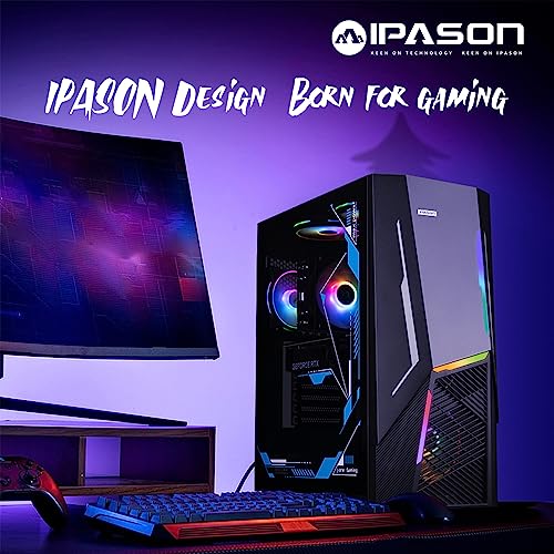 IPASON Gaming PC Desktop – Intel Core I7 12700F 2.1 GHz, NVIDIA RTX 3060 Ti GDDR6X, 1TB SSD, 1TB HDD, 16GB DDR4 RAM 3200, 650W PSU, Bluetooth, Wi-Fi 6, Windows 11 Home