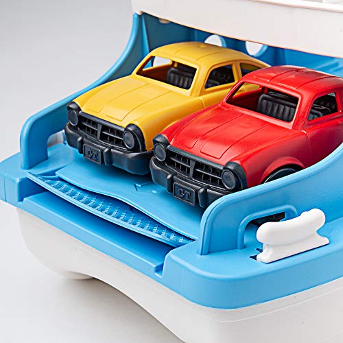 Green Toys Ferry Boat with Mini Cars Bathtub Toy, Blue/White, Standard