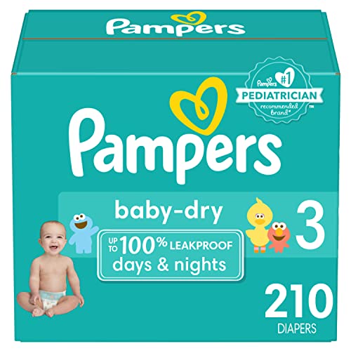 Diapers Size 3, 210 Count - Pampers Baby Dry Disposable Baby Diapers (Packaging and Prints May Vary)
