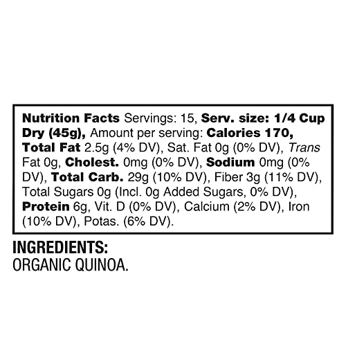 BetterBody Foods Organic Quinoa, Vegan, Complete Plant Protein, Gluten Free, Low Glycemic Rice Replacement, 24 ounce