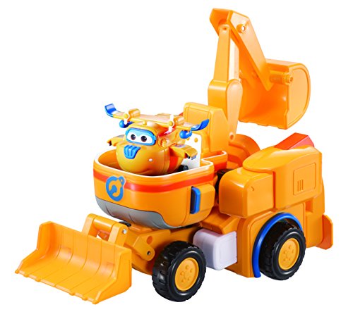Super Wings 7' Donnie's Dozer Playset with 2' Transform-a-Bot Donnie Mini Figure, Transforming Airplane Toy Vehicle, Plane to Robot, Birthday Gift For Preschool Kids 3 4 5 year old Boys And Girls