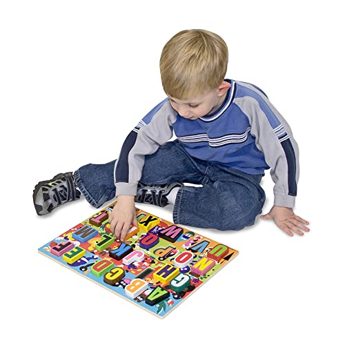 Melissa and Doug Jumbo ABC Wooden Chunky Puzzle (26 pcs) - Large Alphabet Puzzles, Wooden Puzzles For Toddlers And Kids Ages 3+