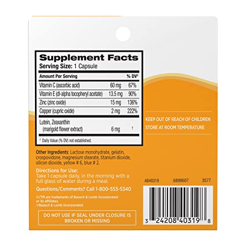 Ocuvite Eye Vitamin and Mineral Supplement with Lutein, Contains Zinc, Vitamins C, E, and Zeaxanthin, 36 Capsules (Pack of 2)