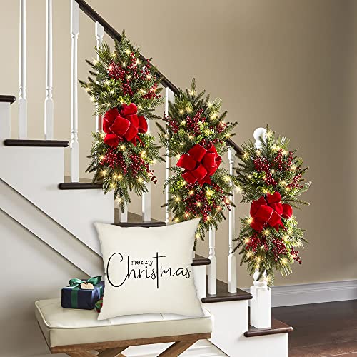 Allorry Christmas Pillow Covers Merry Christmas Throw Pillow Decorative Beige Cotton Cloth Linen Cloth Pillow Cover Sofa Cover Decorative Rectangle Length 18X18 inches