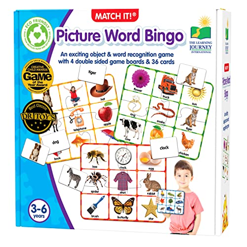 The Learning Journey: Match It! Bingo - Picture Word - Reading Game for Preschool and Kindergarten 36 Picture Word Cards, 9.5' H x 8' W x 0.1' D
