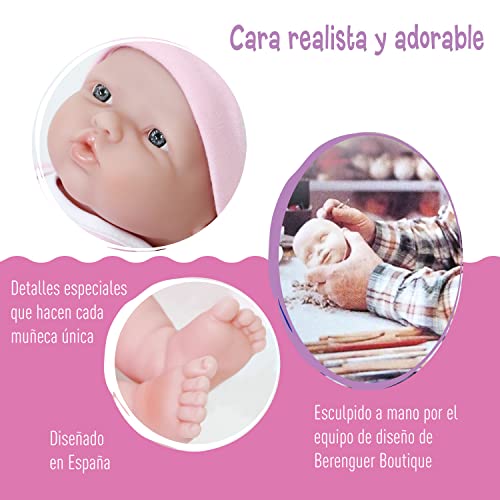 La Newborn JC Toys Nursery | 7 Piece Baby Doll Gift Set | 12' Life-Like Baby Doll with Accessories | Pink | Ages 2+ (18344)