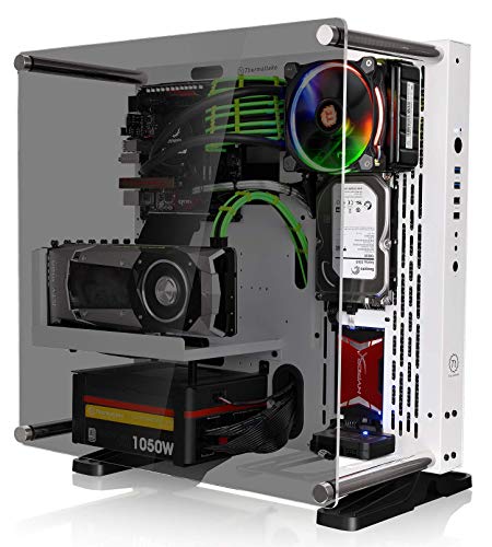 Thermaltake Core P3 ATX Tempered Glass Gaming Computer Case Chassis, Open Frame Panoramic Viewing, White Edition, CA-1G4-00M6WN-05, Snow