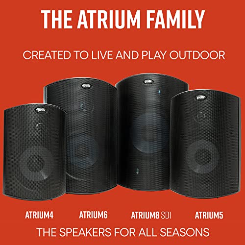 Polk Audio Atrium 5 Outdoor Speakers with Powerful Bass (Pair, Black), All-Weather Durability, Broad Sound Coverage, Speed-Lock Mounting System