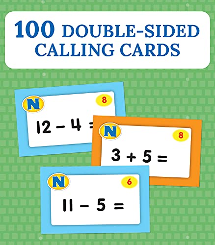 Carson Dellosa Addition and Subtraction Bingo Board Games—Kids Bingo Games With 36 Double-Sided Game Cards, Bingo Chips, 100 Calling Cards, Answer Mat, 3-36 players, Ages 5+