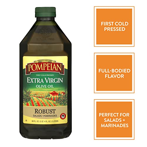 Pompeian Robust Extra Virgin Olive Oil, First Cold Pressed, Full-Bodied Flavor, Perfect for Salad Dressings and Marinades, 68 FL. OZ.