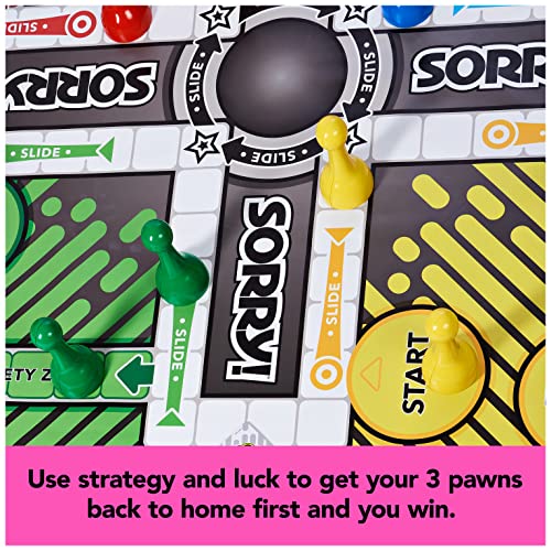 Giant Sorry! Classic Family Board Game Indoor Outdoor Retro Party Activity Summer Toy with Oversized Gameboard, for Adults and Kids Ages 6 and up