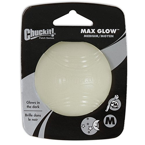 Chuckit Max Glow Ball Dog Toy, Medium (2.5 Inch Diameter) for dogs 20-60 lbs, Pack of 1