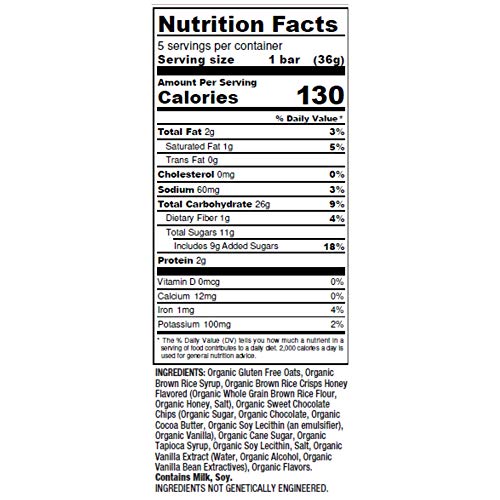 Don't Go Nuts Nut-Free Organic Chewy Granola Bars, Chocolate Chip, 30 Count, Non GMO, Gluten Free