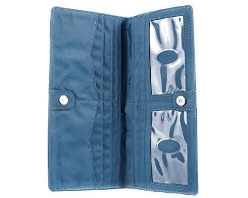 Big Skinny Women's Leather Executive Bi-Fold Checkbook Slim Wallet, Holds Up to 40 Cards,Lightweight,Slim, Teal