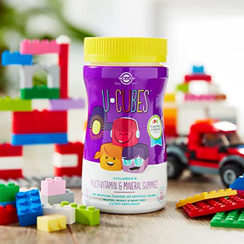 Solgar U-Cubes Children's Multi-Vitamin and Minerals , 60 Gummies - 2 Great-Tasting Flavors , Orange and Cherry - Ages 2 and Up - Non GMO , Gluten Free , Dairy Free - 30 Servings