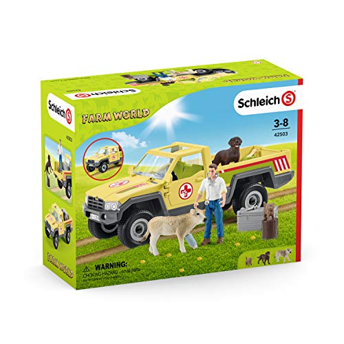 Schleich Vet Visit to the Farm Farm World 12-Piece Veterinarian and Truck Toy Set with Animal Toys for Kids Ages 3-8