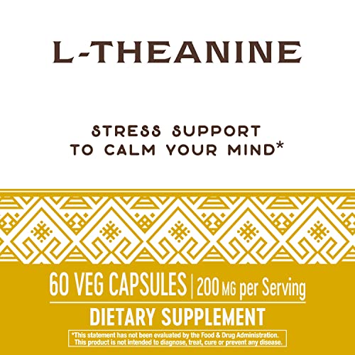 Nature's Way L-Theanine, Amino Acid, 200 mg Potency, 60 Capsules