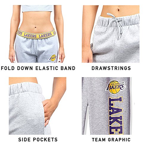 Ultra Game NBA Oklahoma City Thunder Womens Jogger Pants Active Basic Fleece Sweatpants , Heather Gray, X-Large