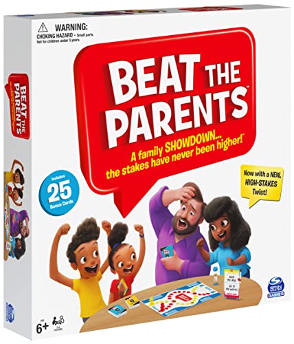 Spin Master Beat The Parents Classic Family Trivia Game, Kids Vs Parents, with 25 Bonus Cards for Ages 6 and up (Amazon Exclusive)