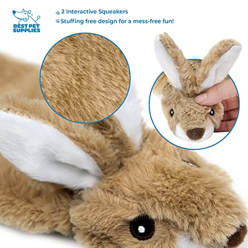Best Pet Supplies 2-in-1 Stuffless Squeaky Dog Toys with Soft, Durable Fabric for Small, Medium, and Large Pets, No Stuffing for Indoor Play, Holds a Plastic Bottle - Hare, Large