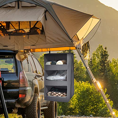 GRANNY SAYS 3-Shelf Hanging Closet Organizer and Storage, Collapsible Hanging Closet Shelves, Hanging Organizer for Closet and RV, Gray, 29 ¾' H X 12' W X 12' D, 1-Pack