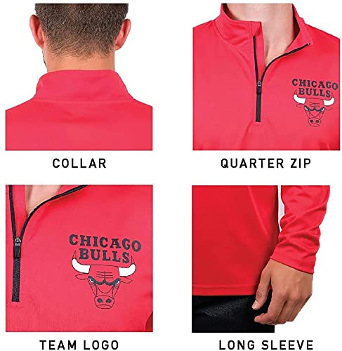 Ultra Game mens Pullover Tee NBA Men s Quarter Zip Poly Knit Long Sleeve Shirt, Team Color, Large US