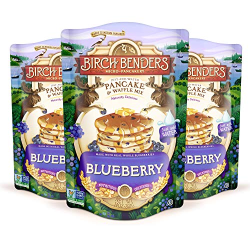 Blueberry Pancake and Waffle Mix By Birch Benders, Made With Real Blueberries, Just Add Water, Non-Gmo, Dairy Free, Just Add Water,14 Oz (Pack of 3)